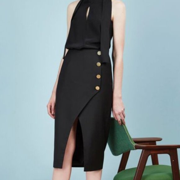C/MEO Collective Dresses & Skirts - NWT C/MEO Collective City Sounds High Waist Wrap Button Skirt Black M